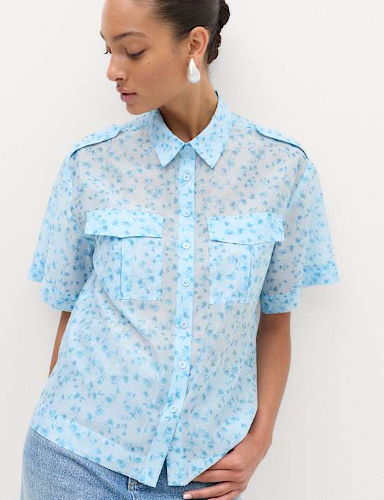 Lyocell Rich Floral Utility Shirt