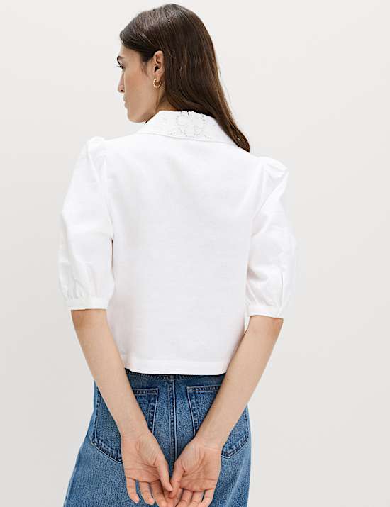 Chemise &agrave; d&eacute;tail ajour&eacute;