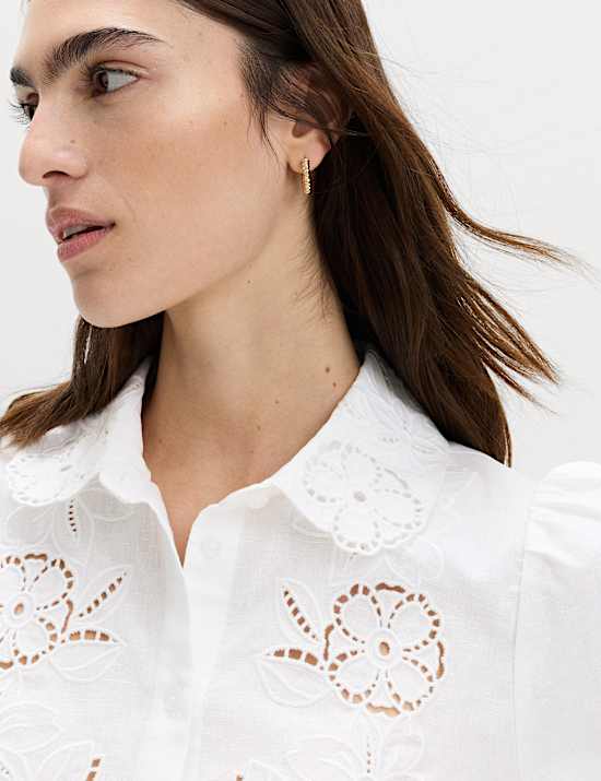Chemise &agrave; d&eacute;tail ajour&eacute;