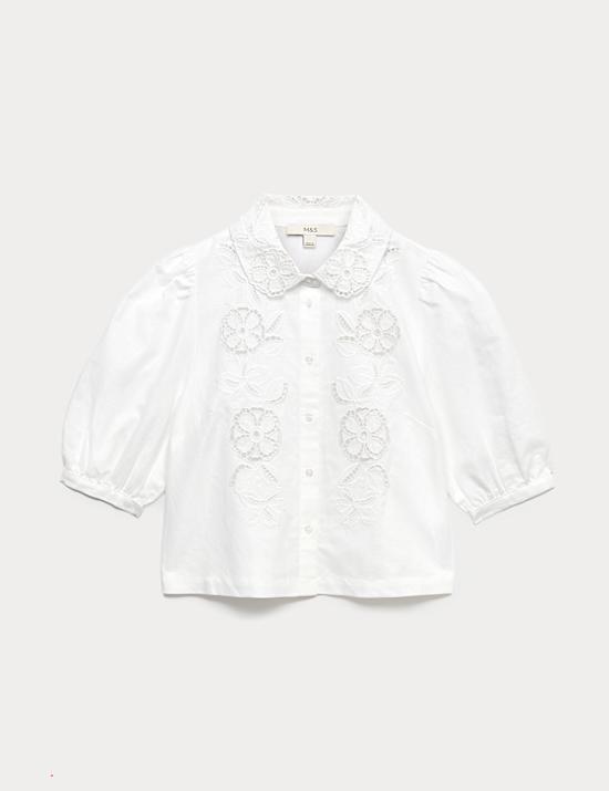 Chemise &agrave; d&eacute;tail ajour&eacute;