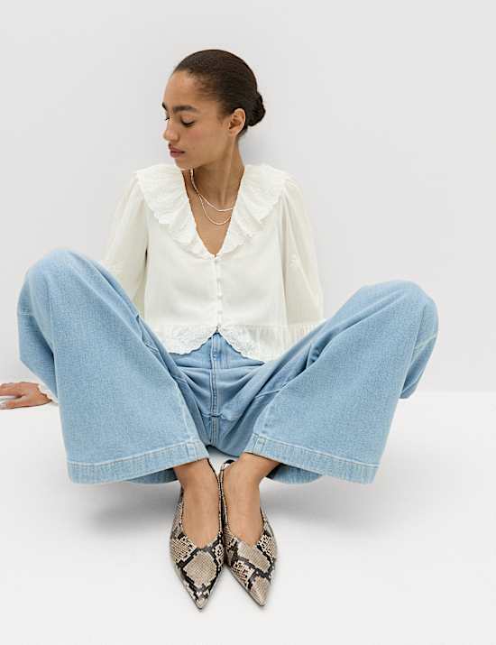 Frill Detail Embroidered Blouse