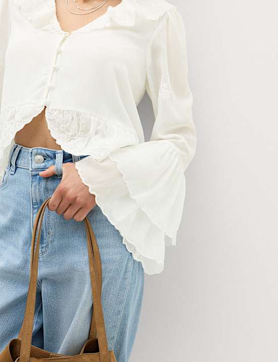 Frill Detail Embroidered Blouse