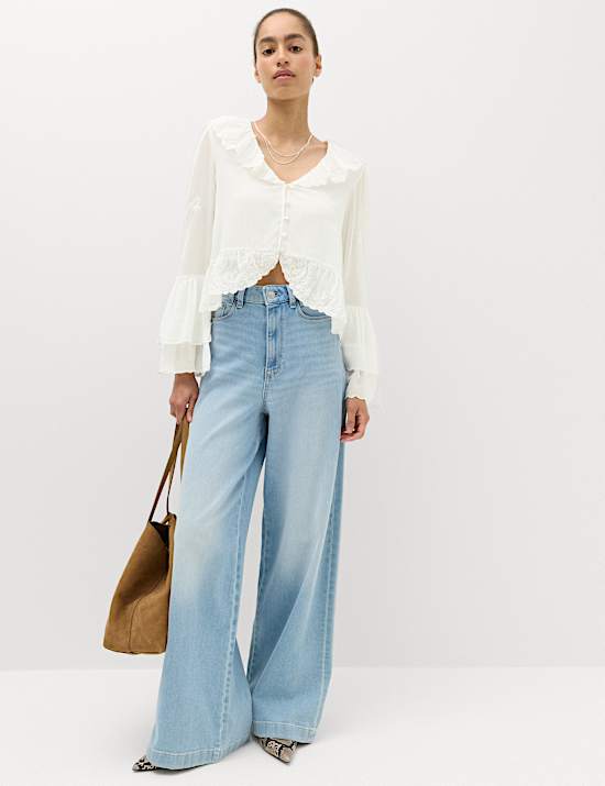 Frill Detail Embroidered Blouse