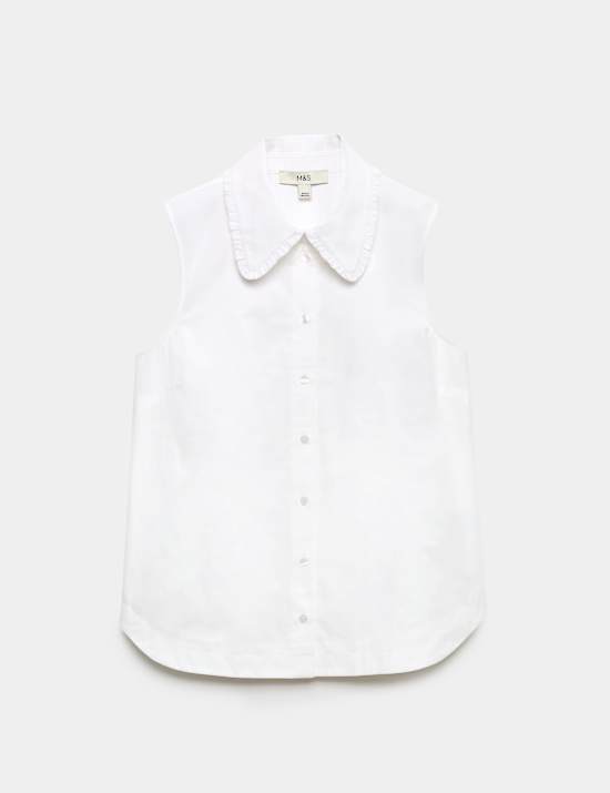 Pure Cotton Frill Collar Detail Shirt