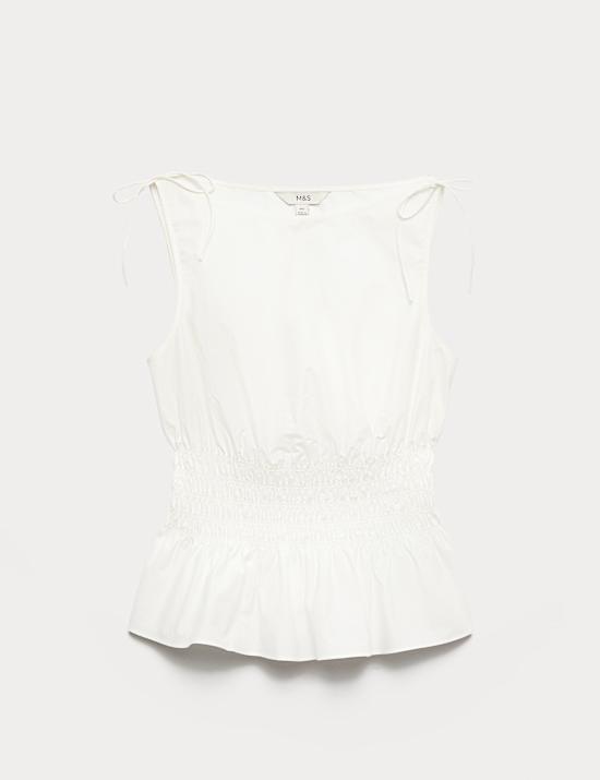 Pure Cotton Shirred Top