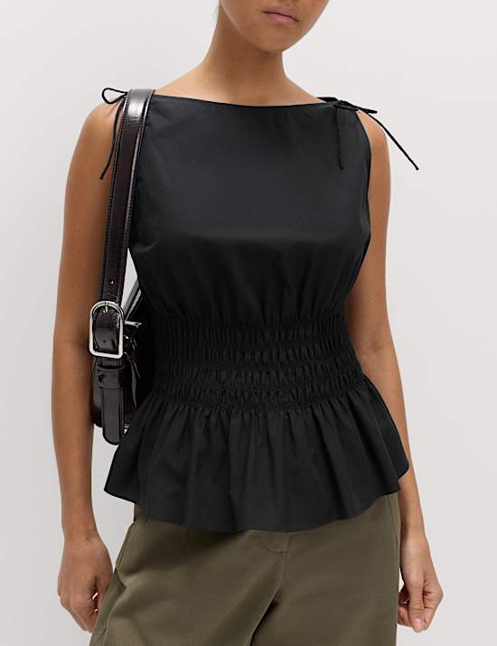 Pure Cotton Shirred Top
