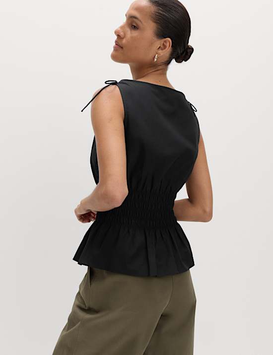 Pure Cotton Shirred Top