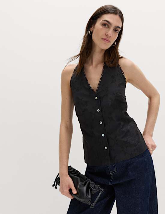 Jacquard Halter Neck Top