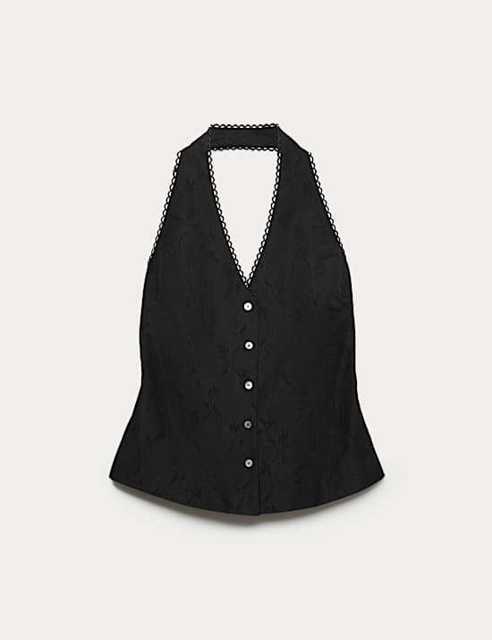 Jacquard Halter Neck Top