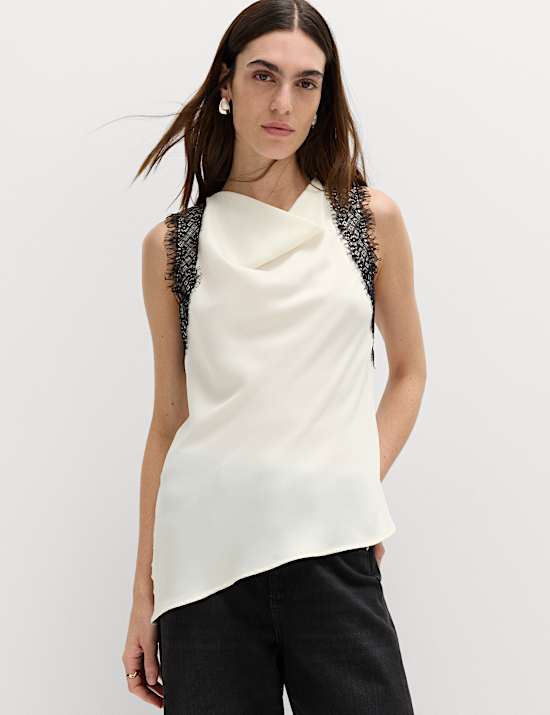 Asymmetric Lace Detail Top