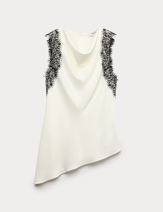Asymmetric Lace Detail Top
