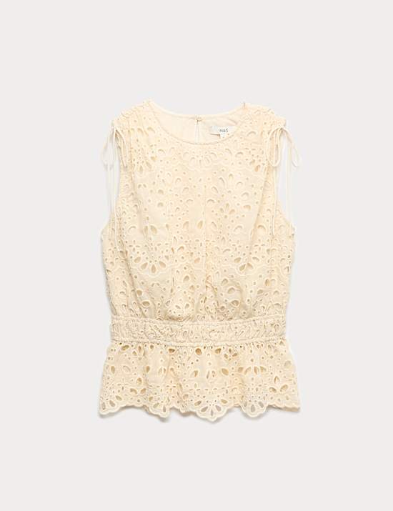 Cutwork Detail Waisted Top