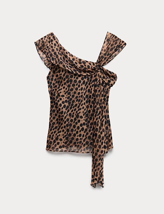 Floral Asymmetric Knot Detail Fitted Top