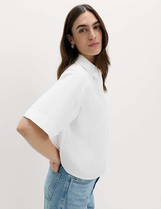 Pure Cotton Collared Boxy Shirt