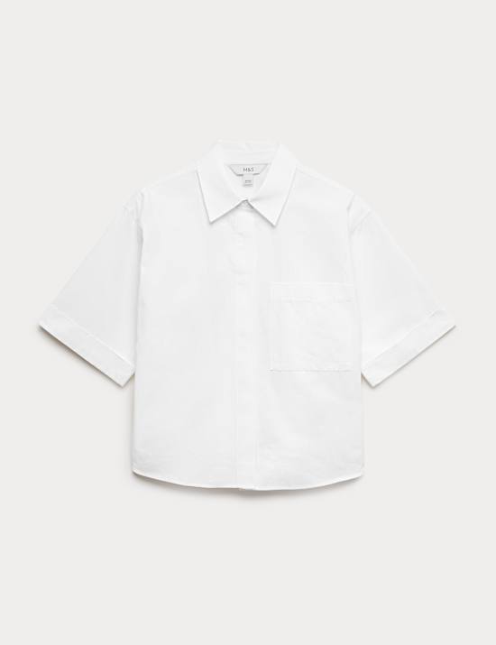 Pure Cotton Collared Boxy Shirt
