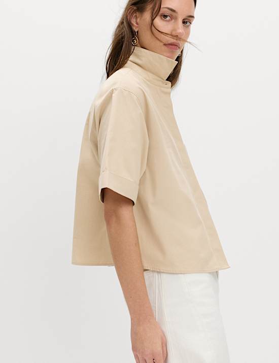 Pure Cotton Collared Boxy Shirt