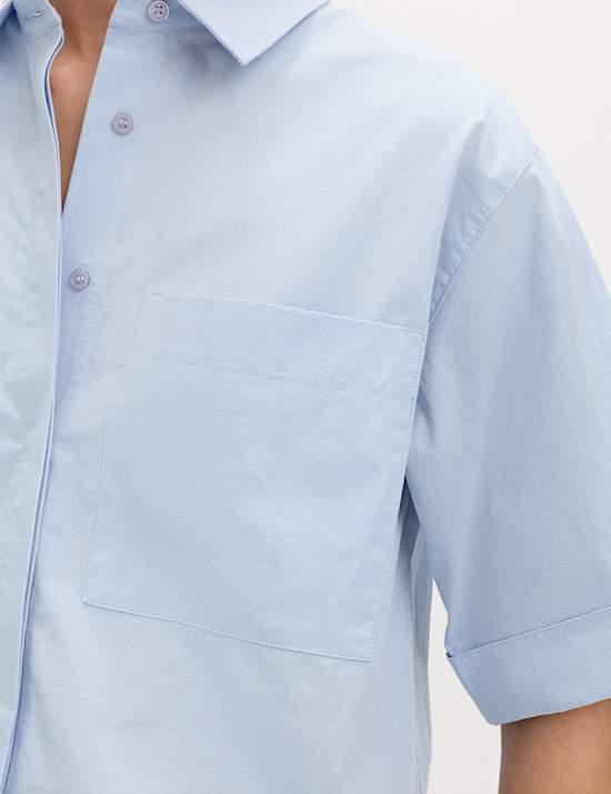 Pure Cotton Collared Boxy Shirt