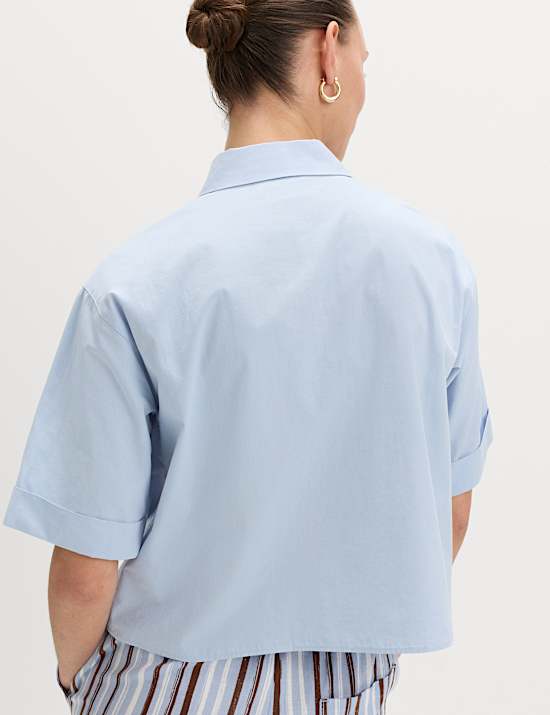 Pure Cotton Collared Boxy Shirt