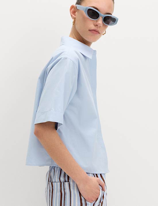 Pure Cotton Collared Boxy Shirt