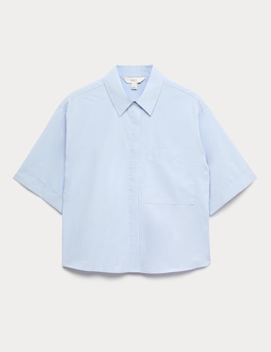 Pure Cotton Collared Boxy Shirt