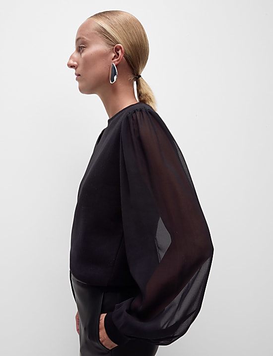 Jersey-Sweatshirt mit Blouson-Ärmeln