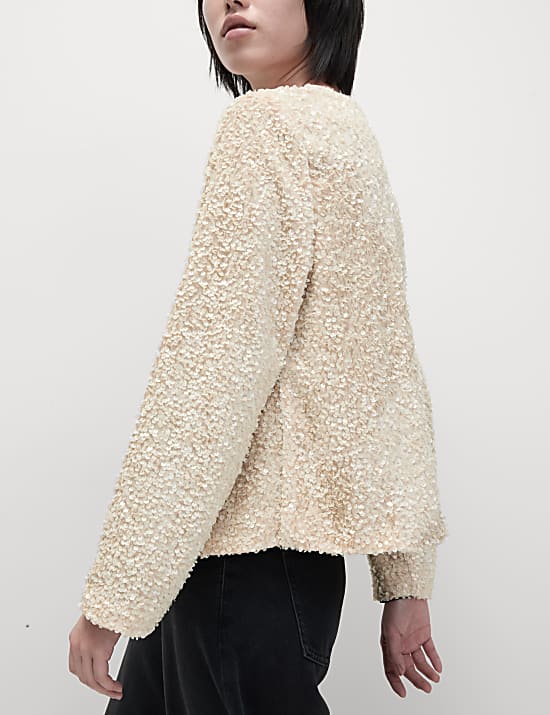 Blouse met V-hals en lovertjes