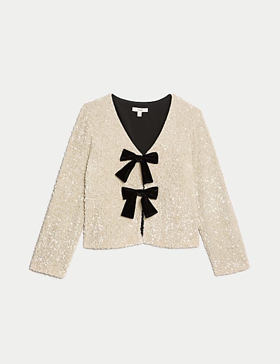 Blouse met V-hals en lovertjes