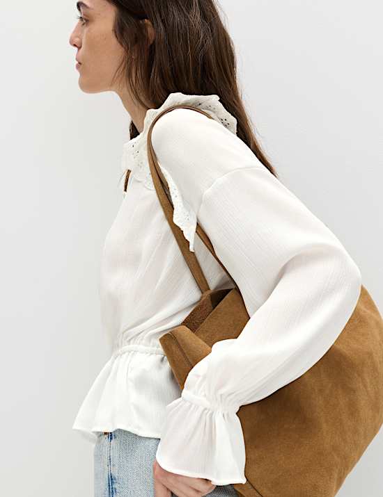 Broderie V-Neck Frill Detail Blouse