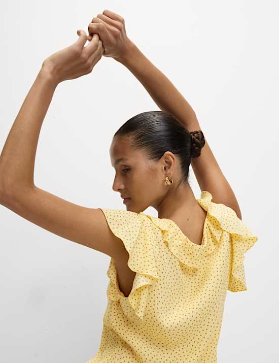 Polka Dot Frill Detail Top