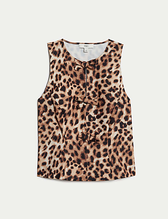 Animal Print Bow Detail Blouse