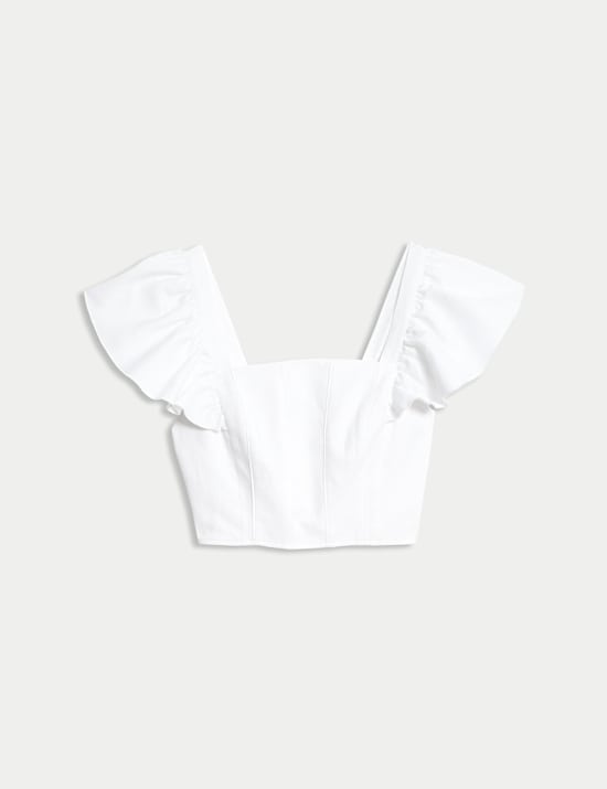 Atasan Model Crop Regular Fit Bahan Linen