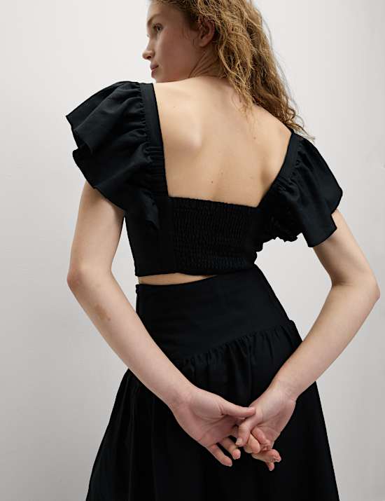 Linen Rich Regular Fit Crop Top