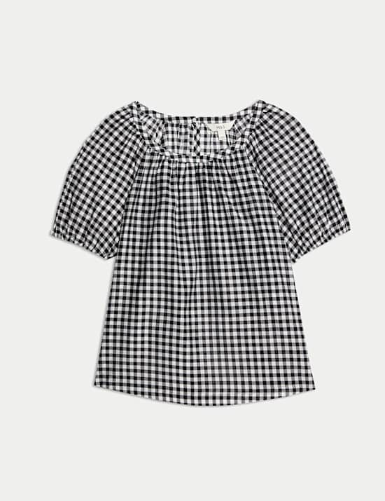 Lyocell Rich Printed Crew Neck Blouse