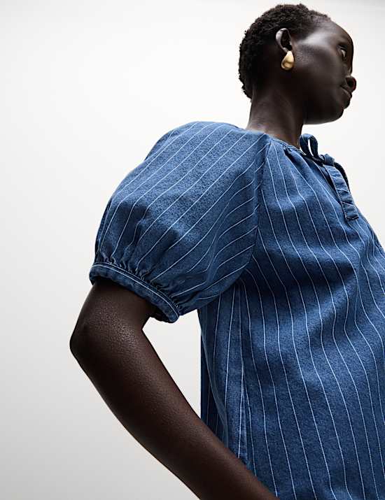 Pure Cotton Striped Denim Top