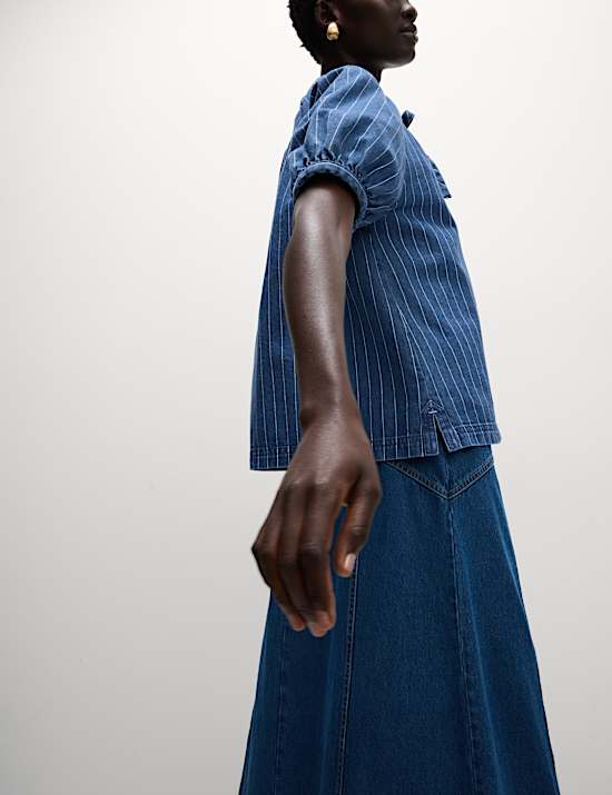 Pure Cotton Striped Denim Top