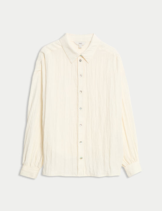 Crinkle Textured Collared Shirt