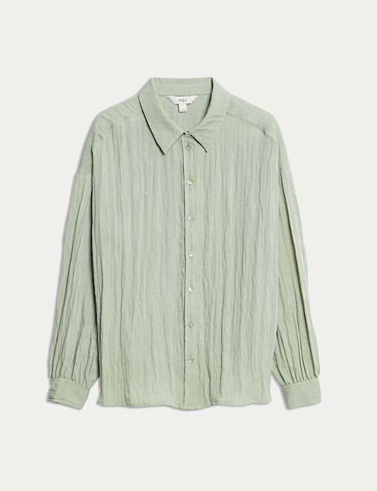 Crinkle Textured Collared Shirt