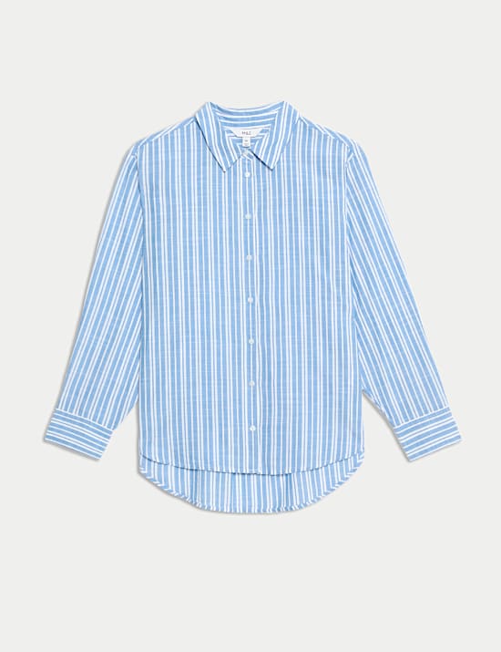 Pure Cotton Striped Collared Shirt