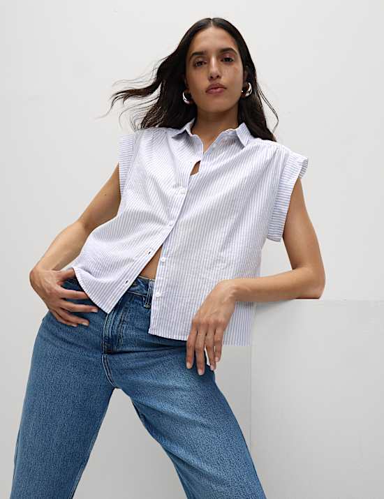 Cotton Rich Sparkly Striped Shirt