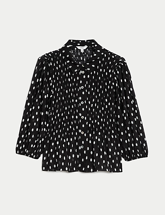 Chemise &agrave; d&eacute;tail fronc&eacute; et motif