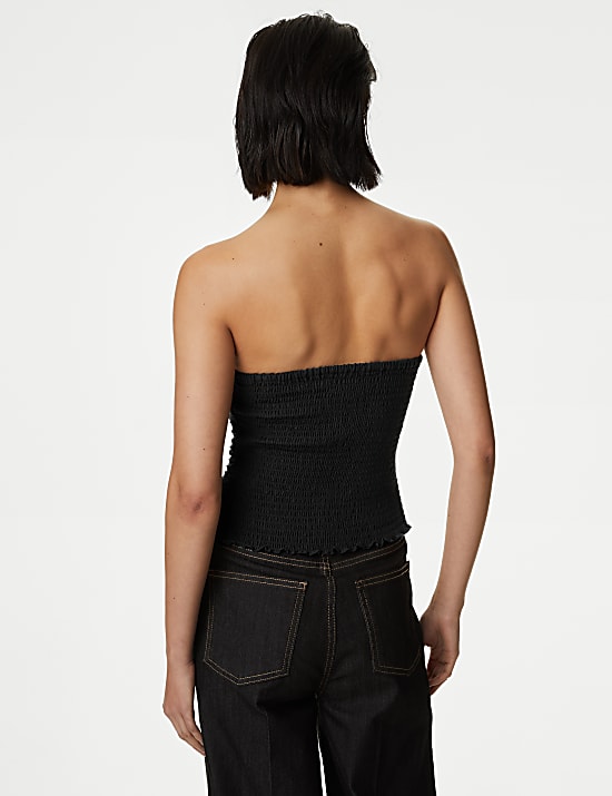 Shirred Detail Bandeau Top