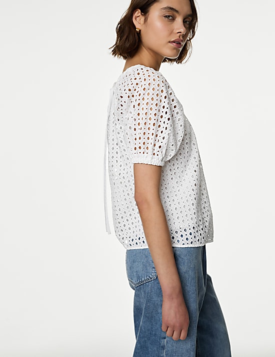 Pure Cotton Broderie Blouse