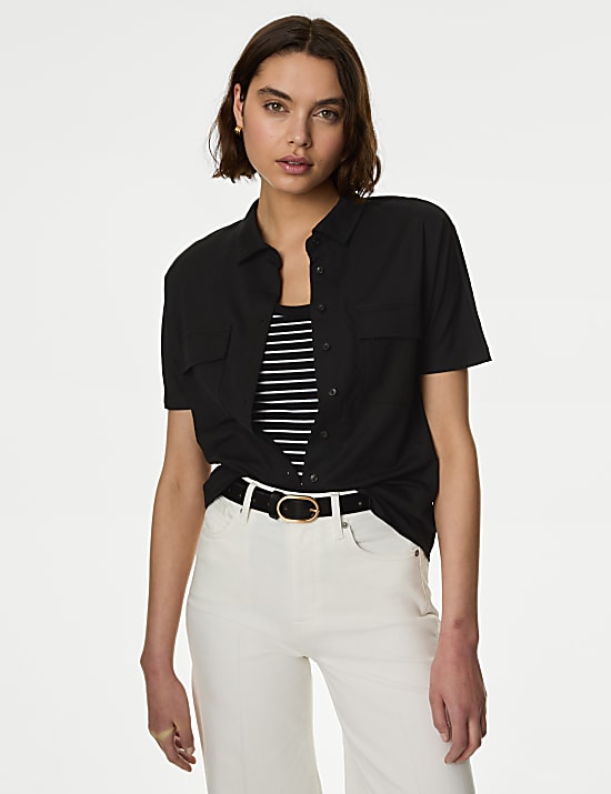 Kemeja Kancing Penuh Model Kerah