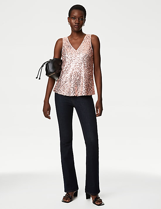 Sequin V-Neck Cami Top