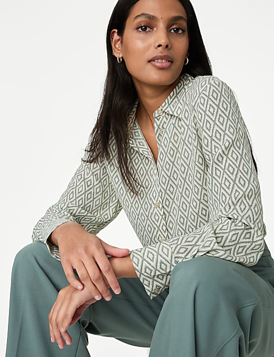 Printed Collared Blouse