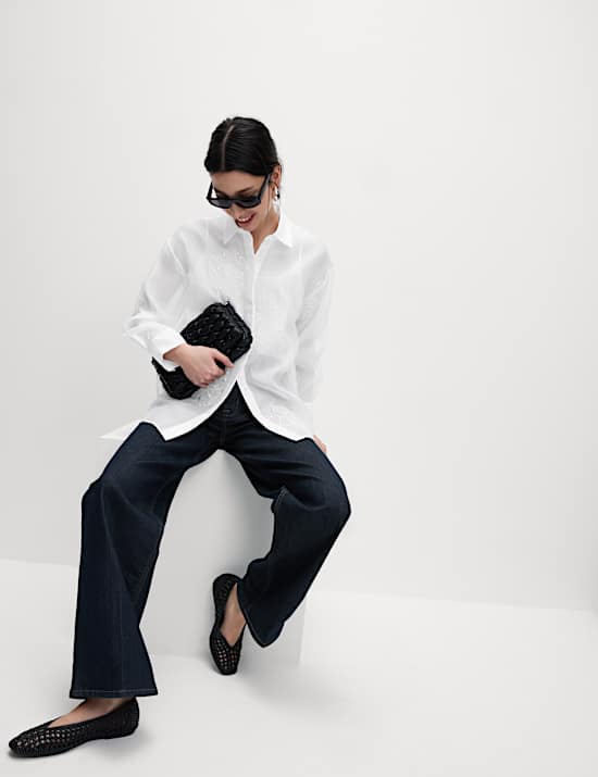 Embroidered Floral Collared Shirt