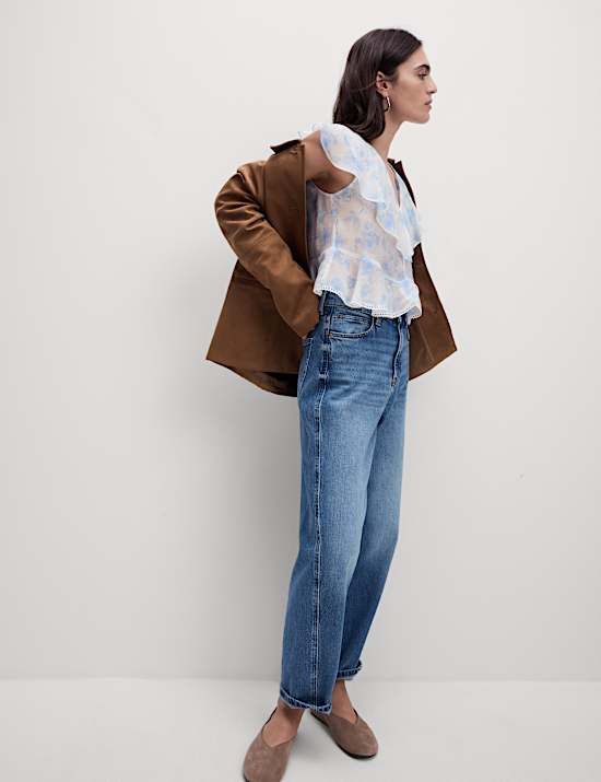 Lyocell Rich Floral Frill Detail Top