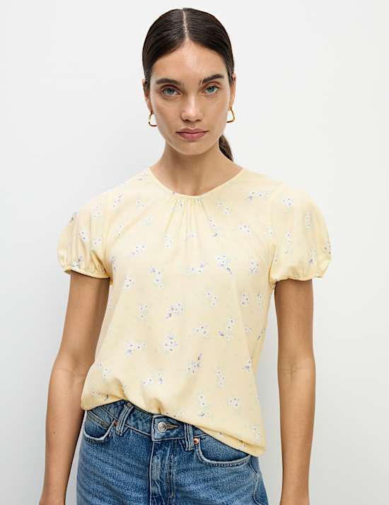 Floral Regular Fit Puff Sleeve Top