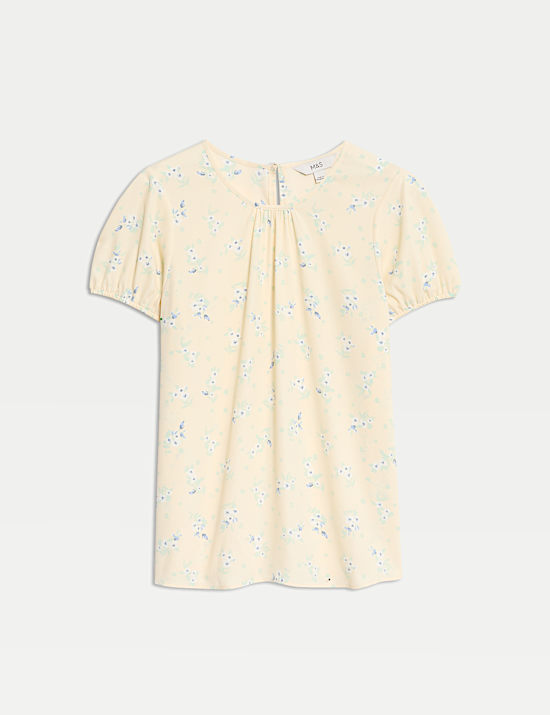 Floral Regular Fit Puff Sleeve Top