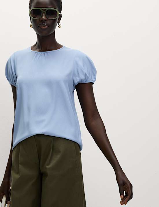 Regular Fit Puff Sleeve Top